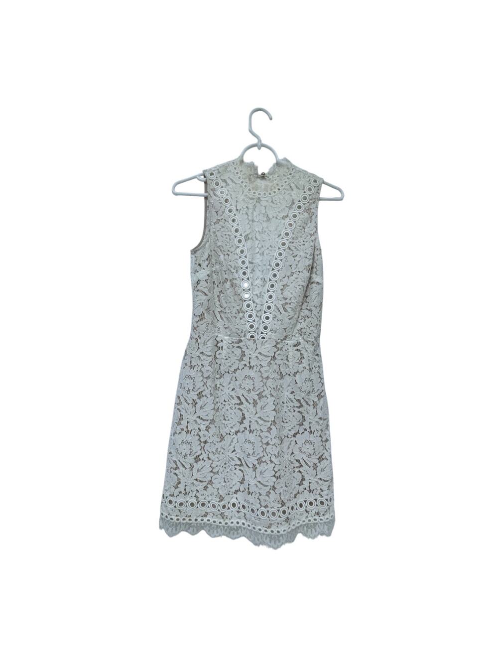 Free People by Saylor Lace Scalloped Eyelet Dress Womens Size 2XS White Floral
